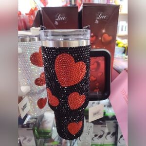 Black and Red Heart Travel Mug